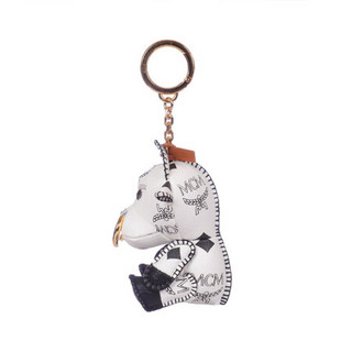 MCM 奢侈品 女士Visetos系列人造革新年公牛挂饰钥匙扣 白色 MXZBSXL09WT001