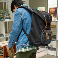 Herschel Little America 大号双肩包休闲男女大容量背包10014 经典蓝色/酒红色条纹