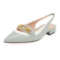BALLY 巴利 女士浅蓝色/白色羊皮饰马衔扣露跟芭蕾舞平底鞋 DIANET FLAT 25 02231 OCEANIA 21 5/38
