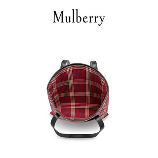 Mulberry\/玛珀利女包东京走秀款英式格纹刺绣帆布包托特包HP5153 绯红色