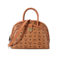 MCM 奢侈品 女士涂层帆布Anna手提单肩斜挎包干邑色LOGO图案大号 MWTBSNN01CO001
