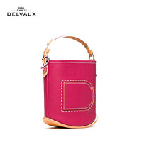 Delvaux 21春夏 Pin系列奢侈品女包迷你手提包水桶包 覆盆子红-杏黄色-白