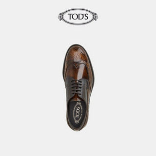 托德斯 TOD'S官方2021春夏新品男鞋男士布洛克雕花牛皮系带鞋 褐色 40.5