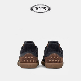 托德斯 TOD'S 2021春夏新品 男士绒面小牛皮拼织物运动鞋 黑色 46