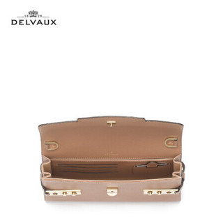 Delvaux 奢侈品包包女包经典系列 Tempete 小牛皮单肩斜挎手拿包链条包 520礼物 茶色