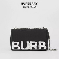 博柏利 BURBERRY 2021春夏 黑色 / 白色 Lola – 中号徽标印花棉质萝纳包 80375791