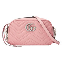 GUCCI 古驰 447632 GG Marmont系列 女士单肩相机包 粉色