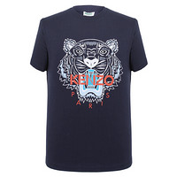 KENZO 高田贤三 男士棉质虎头图案蓝色短袖T恤衫 5TS050 4YC 78 M码