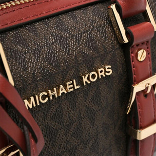 MICHAEL KORS 迈克·科尔斯 BEDFORD系列 女士手提波士顿包 32F9G06C0B 棕拼红色 迷你