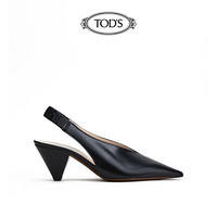 TOD'S官方2021春夏新品女鞋女士后袢带高跟皮鞋 黑色 37