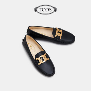 托德斯 TOD'S官方2021春夏新品女鞋女士KATE皮革豆豆鞋一脚蹬女 黑色 35.5