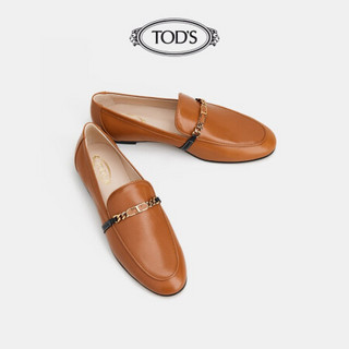 托德斯 TOD'S官方2021春夏新品女鞋女士皮革乐福鞋 橙色 38.5