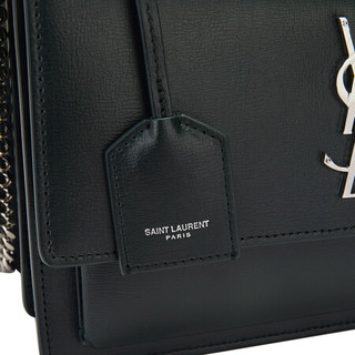 圣罗兰 SAINT LAURENT PARIS 女士墨绿色牛皮银色YSL标志单肩斜跨包 442906 D420N 4458