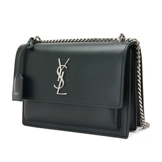 圣罗兰 SAINT LAURENT PARIS 女士墨绿色牛皮银色YSL标志单肩斜跨包 442906 D420N 4458