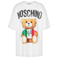 MOSCHINO 奢侈品 女士泰迪小熊Logo印花圆领短袖T恤白色棉质 E A0708 0540 1001 XS码