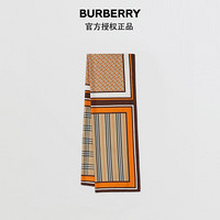 博柏利（BURBERRY）2021秋冬专属标识拼典藏条纹格纹丝巾80265421 亮橙色