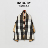 博柏利（BURBERRY）2021秋冬格纹羊毛混纺提花披肩80219491 典藏米色