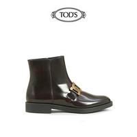 托德斯 TOD'S官方2021早秋新品女鞋女士KATE牛皮踝靴及踝靴切尔西靴 酒红色 36