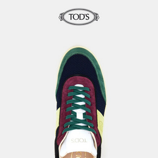 TOD'S官方2021早秋新品男鞋男士TABS绒面皮拼织物运动鞋休闲 蓝/黄/绿/红 39.5