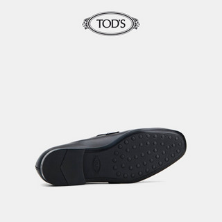 托德斯 TOD'S官方2021早秋新品男鞋男士黑色牛皮乐福鞋男一脚蹬休闲 黑色 42.5