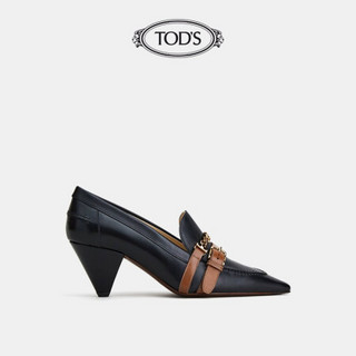 TOD'S官方2021早秋新品女士牛皮高跟鞋乐福鞋 黑色 35.5