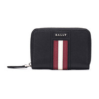 BALLY 巴利 男士黑色红白条纹皮质零钱包 TIVY LT 10