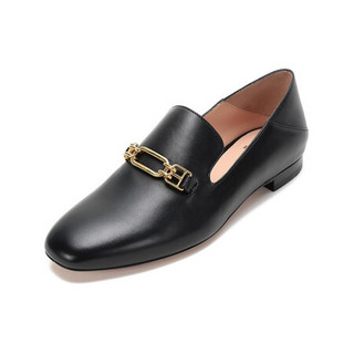 巴利 BALLY 女士皮质可踩脚单鞋乐福鞋平底鞋黑色 DARCIE FLAT 200 6237848 5.5/38.5码