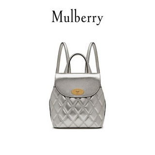 Mulberry/玛珀利 Bayswater系列 迷你 牛皮 双肩包女包 HH4960 银色D645