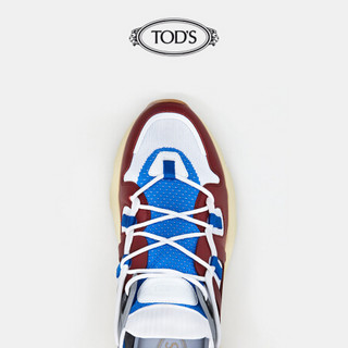 托德斯 TOD'S官方2021早秋新品男鞋男士皮革拼织物运动鞋男时尚休闲 白/灰/红/蓝 40