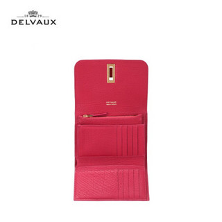 DELVAUX  奢侈品钱包女士卡包手拿包Mutin系列 覆盆子红