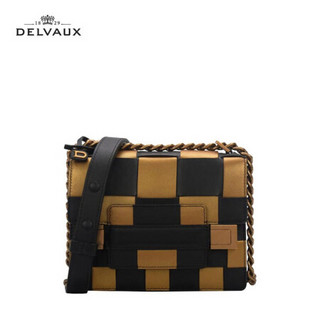 DELVAUX 包包女包斜挎奢侈品新品单肩包迷你 Madame系列  黑-金拼色