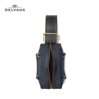 DELVAUX Cool Box系列限量牛仔系列奢侈品包包女包中号手提包女 丹宁蓝