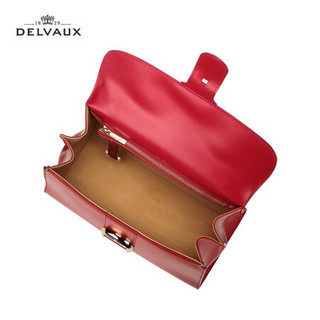 DELVAUX 奢侈品女包单肩斜挎手提包 Brillant系列 覆盆子红中号