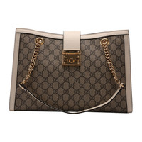 古驰（GUCCI） 女士Padlock系列GG中号手提包  479197 KHNKG 9761 棕色白边