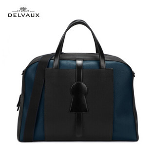 DELVAUX 包包奢侈品男士手提包旅行包 Magritte系列 藏青黑色拼色