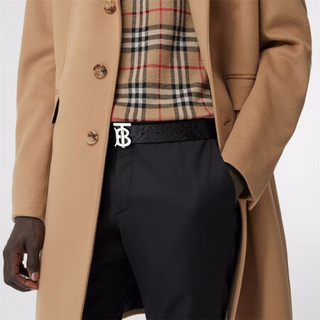 博柏利 BURBERRY 2021春夏 男士黑色专属标识图案皮革腰带 80156051 105