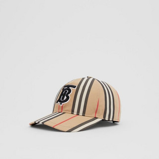 博柏利 BURBERRY 男士典藏米色专属标识图案标志性条纹棉质棒球帽 80269241 L