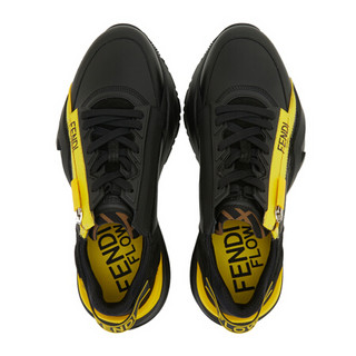 芬迪 FENDI 男士黑色/棕色/黄色牛皮FF图案低帮运动鞋 7E1392 AF5Q F1D1Z 5/39