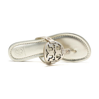 托里·伯奇 TORY BURCH 奢侈品 TB女鞋 皮革拖鞋人字拖金色 36540 723 6.5/37码