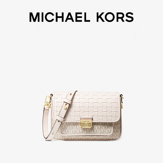 Michael Kors MK Bradshaw 中号老花拼色编织斜挎单肩包女包  白色 / 奶油色 132