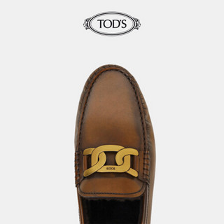 TOD'S官方2021早秋新品男鞋男士KATE系列牛皮豆豆鞋男一脚蹬 深棕 40.5