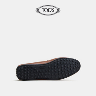 TOD'S官方2021早秋新品男鞋CITY系列棕色牛皮豆豆鞋男一脚蹬 棕色 40