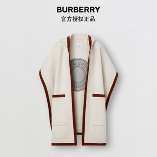 博柏利（BURBERRY）2021秋冬徽标图案羊毛混纺提花连帽披肩80290001 帆布色 1