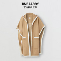 博柏利（BURBERRY）2021秋冬徽标图案羊毛混纺提花连帽披肩80315821 典藏米色 1