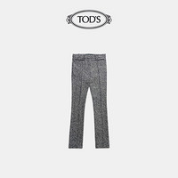 托德斯 TOD'S官方2021早秋新款女装女士羊毛罗纹褶边混纺长裤女时尚 白色/黑色 44