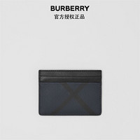 博柏利 BURBERRY 海军蓝London 格纹拼皮革卡片夹80229411