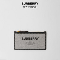 博柏利（BURBERRY）2021秋冬Horseferry 印花帆布拼皮革拉链卡片夹80418371 黑色 / 棕褐色 1