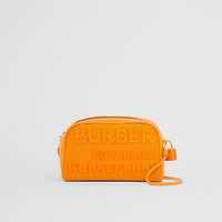博柏利（BURBERRY）深橘色 Cube - Horseferry 棉麻混纺斜背半立方包 80426281