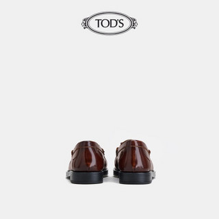 TOD'S官方2021早秋新款女鞋女士牛皮流苏乐福鞋女一脚蹬休闲 棕色 41.5