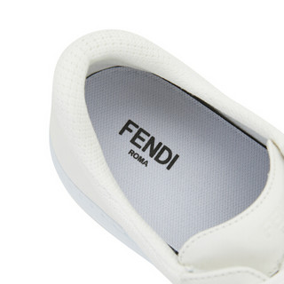 芬迪 FENDI 男士Fendi Force系列白色/棕色FF压花布料系带低帮鞋 7E1415 AF5C F1DV2 10/44